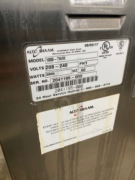 Nice! Alto Shaam Stainless Steel Commercial Cook N Hold Oven on Commercial Casters! MODEL:1000-TH/lll 208 Volts, 1 Phase. - Image 4 of 7