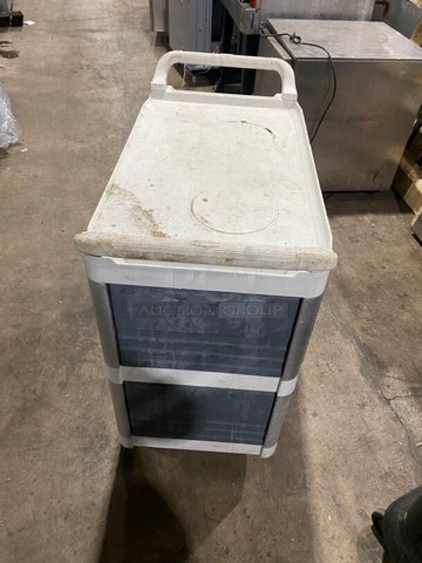 Rubbermaid Commercial White Poly 3 Tier Cart! With Dual Side Push/ Pull Handles! On Casters! - Image 2 of 5