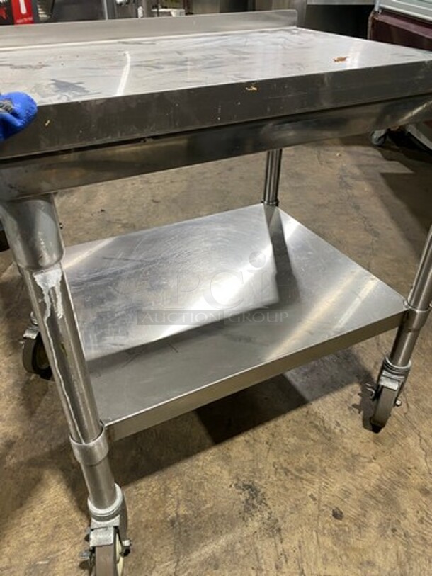 All Stainless Steel Equipment/Grill Stand Table! With Back And Side Splashes! With Storage Space Underneath! On Casters! - Image 6 of 6