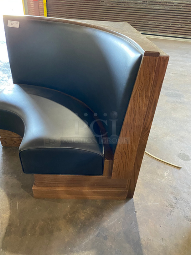 NEW! Single Sided Curved Black Cushioned Booth Seat! With Wooden Outline! Perfect For In The Corner Placement! Can Be Connected With Any Of The Booths Listed! - Image 2 of 6