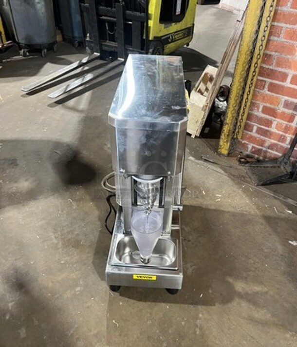 Vevor Commercial Countertop Frozen Yogurt Blender! All Stainless Steel! On Small Legs! WORKING WHEN REMOVED!  Model: BJB7150T SN: G0024603B 110V