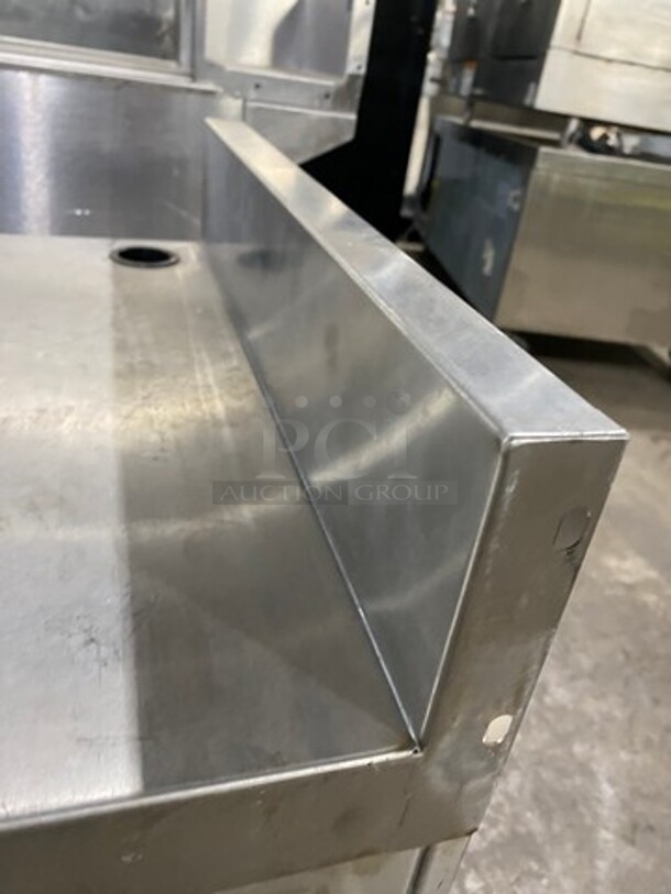 Custom Made Commercial Equipment Cabinet Stand! With Back Splash! With Single Door Storage Space Underneath! All Stainless Steel! On Legs! - Image 7 of 7