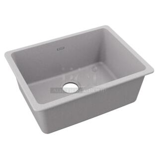 BRAND NEW SCRATCH AND DENT! Elkay ELGU2522GS0 Quartz Classic 24-5/8" x 18-1/2" x 9-1/2" Single Bowl Undermount Sink Greystone. Stock Picture Used For Gallery Picture.