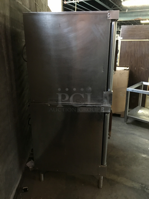 Hobart Commercial Natural Gas Powered Double Deck Convection Oven! With Metal Oven Racks! Solid Stainless Steel! On Legs! 2x Your Bid! - Image 3 of 9