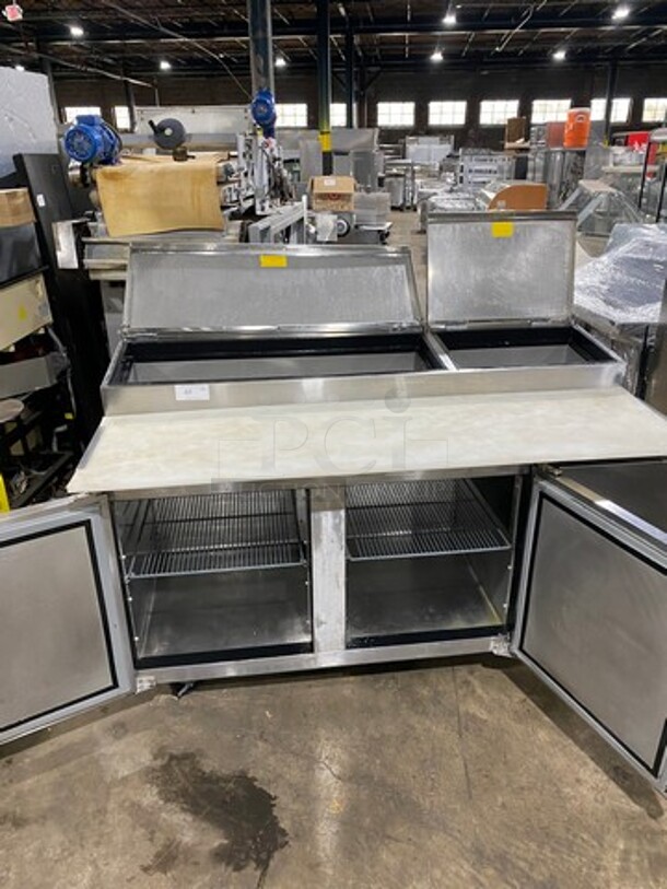Asber Stainless Steel Commercial Pizza Prep Table w/ Oversized Cutting Board on Commercial Casters! 115 Volts, 1 Phase! - Image 5 of 11