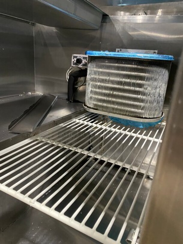 Leader Commercial Refrigerated Sandwich Prep Table! With 2 Door Underneath Storage Space! With Poly Coated Racks! With Commercial Cutting Board! All Stainless Steel! On Casters! Model: LM36 SN: PW08M1412 115V 60Hz 1 Phase - Image 6 of 10