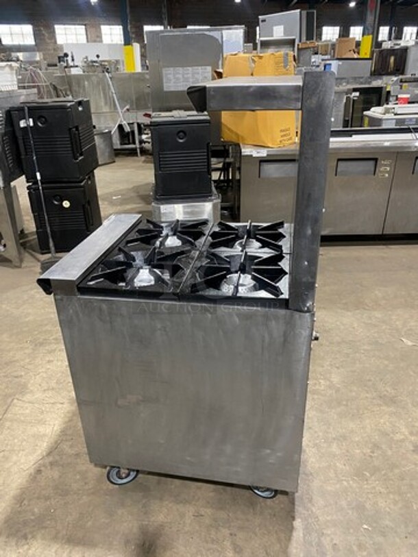 Commercial Natural Gas Powered 4 Burner Stove! With Raised Back Splash! With Oven Underneath! Stainless Steel Body! On Casters! - Image 2 of 10