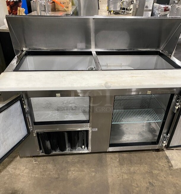 Leader Commercial Refrigerated Bain Marie Sandwich Prep Table! With 2 Door Underneath Storage Space! With Commercial Cutting Board! All Stainless Steel! On Casters! MODEL LM60SC SN:GZ08C1786 115V 1PH - Image 5 of 9
