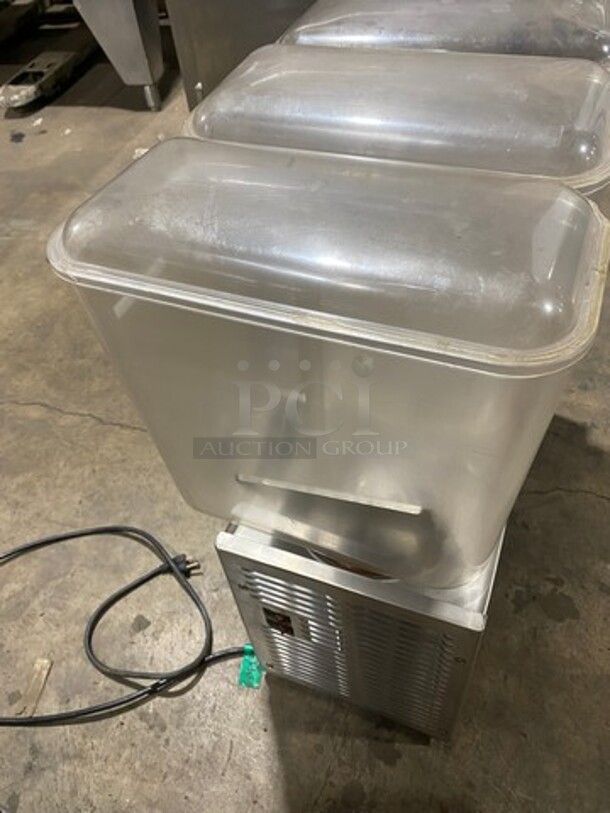 Crathco Commercial Countertop 3 Hopper Beverage Dispenser! Clear Poly Jugs! Stainless Steel Body! Model: D353 SN: T180261 115V 60HZ 1 Phase - Image 4 of 8