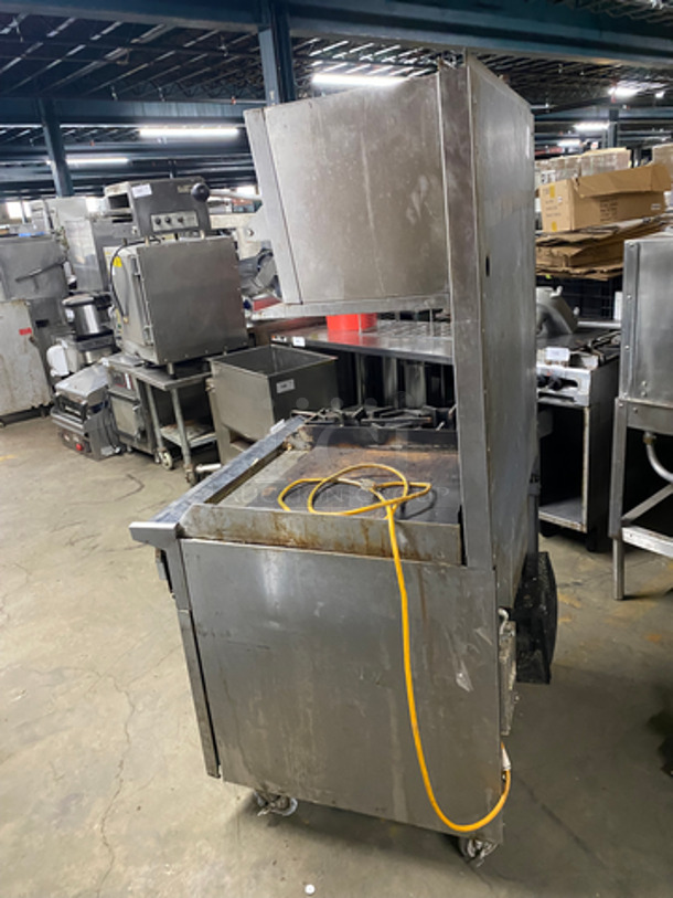US Range Commercial Natural Gas Powered 2 Burner Stove With Flat Top Griddle! Griddle Has Side Splashes! With Raised Back Splash And Salamander! With Oven Underneath! All Stainless Steel! On Casters! - Image 3 of 11
