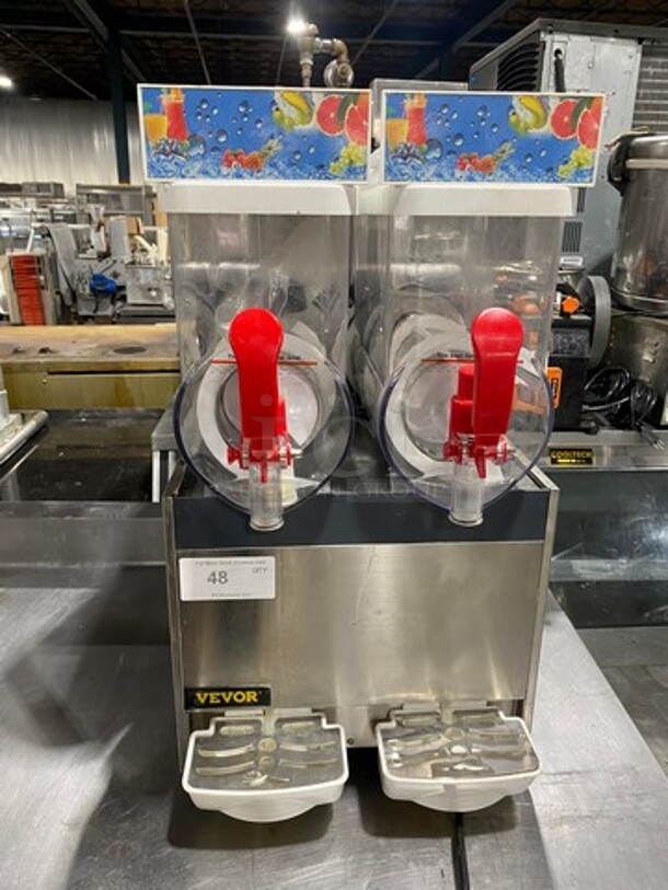 Vevor Commercial Countertop 2 Flavor Slushie/ Frozen Beverage Dispenser! Stainless Steel Body! WORKING WHEN REMOVED! - Image 1 of 10