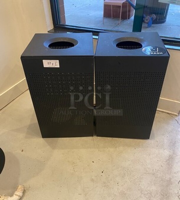 Black Metal Recycle And Trash Can Shell! With Trash Deposit Hole! Hinged Top Door Access! 2x Your Bid! - Image 1 of 5