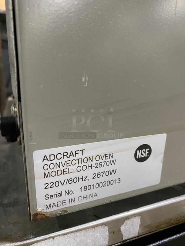 Adcraft Commercial Countertop Electric Powered Convection Oven! With View Through Door! All Stainless Steel! Model: COH2670W SN: 18010020013 220V - Image 7 of 8