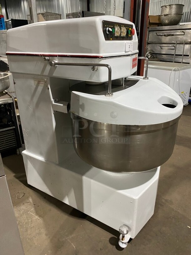 Nice! Thunderbird ASP-80 Metal Commercial Spiral Mixer w/ Stainless Steel Mixing Bowl and Dough Hook Attachment. 220 Volts, 3 Phase. - Image 2 of 8