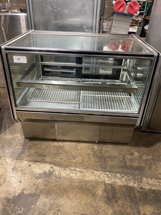 Commercial Refrigerated Bakery Display Case Merchandiser! With Straight Front Glass! With Sliding Rear Access Doors! Stainless Steel Body!