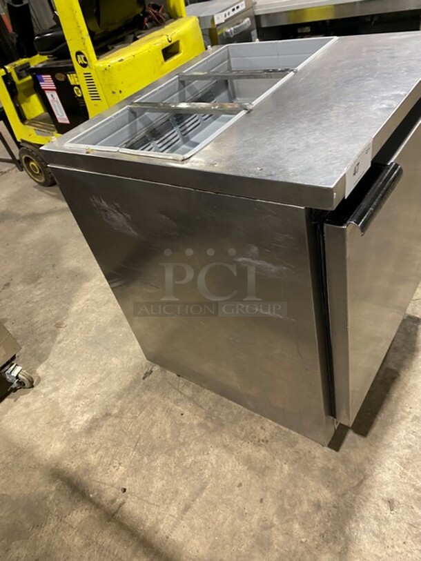 Beverage Air Commercial Refrigerated Sandwich Prep Table! With Single Door Underneath Storage Space! All Stainless Steel! On Legs! Model: SUR27 SN: 4405618 115V 60HZ 1 Phase - Image 2 of 8