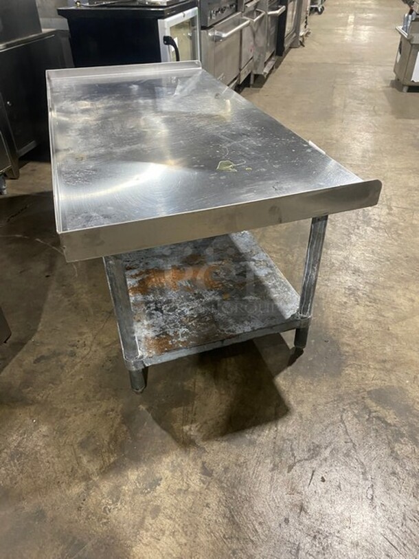 All Stainless Steel Equipment Stand Table! With Back & Side Splashes! With Underneath Storage Space! On Legs! - Image 3 of 7