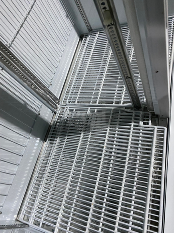 Turbo Air Commercial Refrigerated 2 Door Reach In Freezer Merchandiser! With View Through Doors! With Poly Coated Racks! Coated Stainless Steel Body! On Casters! Working When Removed! Model: TGF-49F SN: GF49506025 110-120/220-240V 60HZ 1 Phase - Image 6 of 10