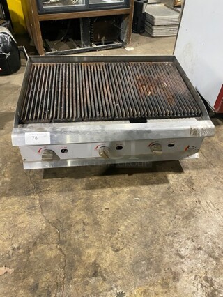 CPG Commercial Countertop Natural Gas Powered 36 Inch Char Broiler Grill! All Stainless Steel! Model CBR36 Serial 1708002288! On Legs!