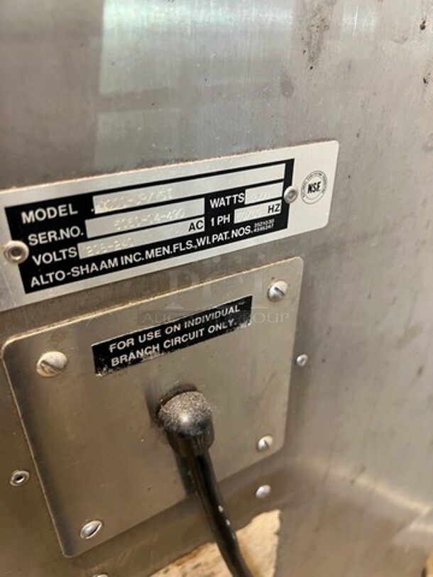 Alto Shaam Commercial Heated Holding Cabinet/ Food Warmer! All Stainless Steel! On Casters! WORKING WHEN REMOVED! Model: 1000UPVSI SN: 506004490 208/240V 60HZ 1 Phase - Image 8 of 8