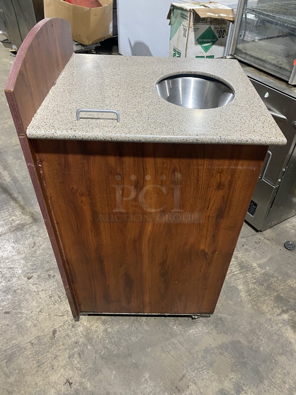 Wooden Style Heavy Duty Garbage Disposal Station! Marble Top! With Trash Bin! - Image 6 of 7