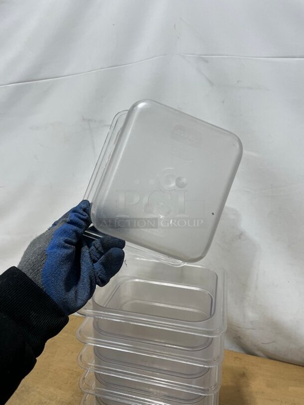 Winco Clear Polycarbonate Food Pans! With Lids! 7X Your Bid!  - Image 4 of 8