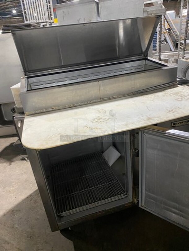 Beverage Air Commercial Refrigerated Pizza Prep Table! With Single Door Underneath Storage Space! All Stainless Steel! On Casters! Model: DP46 115V 60HZ 1 Phase - Image 5 of 8