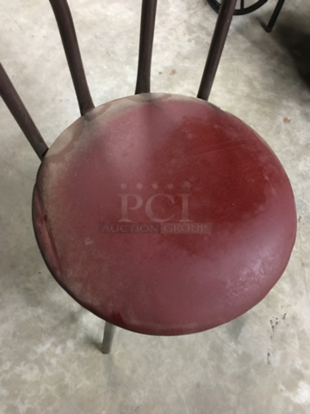 Red Patted Round Chairs! With Black Metal Body! 6x Your Bid! - Image 4 of 6