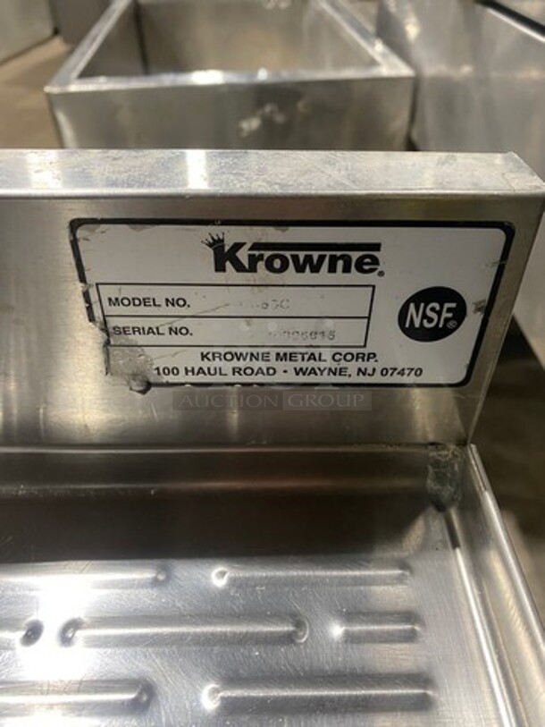 Krowne All Stainless Steel! Three Compartment Under Counter Bar Sink! With Dual Drain Boards! On Legs! - Image 7 of 8