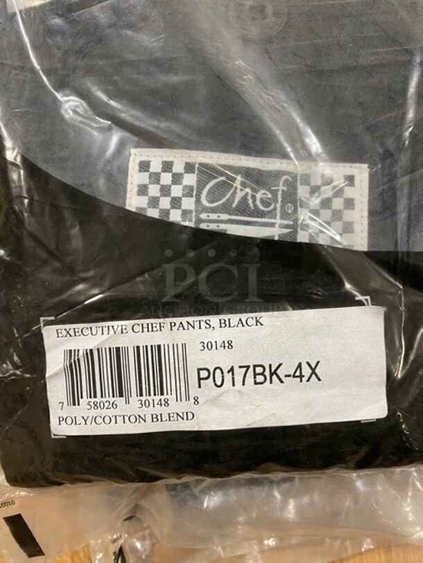 NEW! Executive Chef Pants, Black! Size 4x! 5x Your Bid! - Image 2 of 3