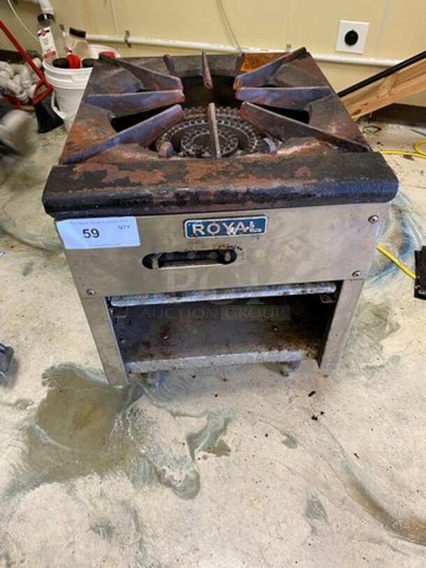 Royal Commercial Gas Powered Single Burner Stock Pot Range! Stainless Steel! On Legs! WORKING WHEN REMOVED! - Image 1 of 7