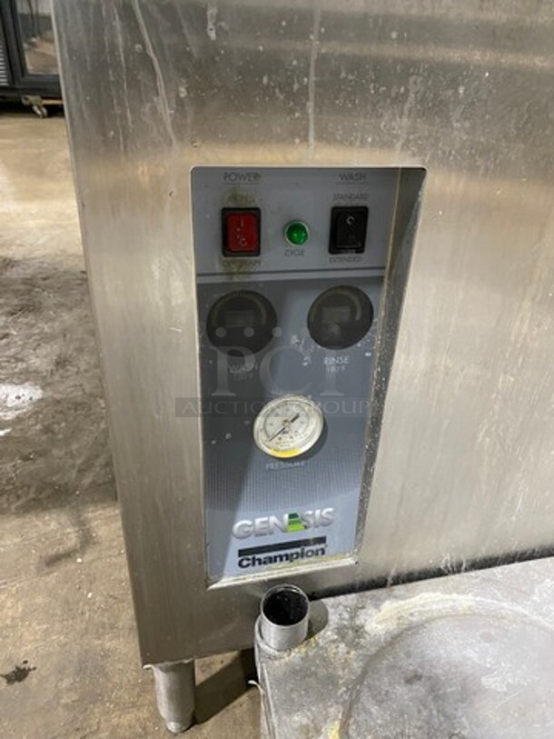 SWEET! LATE MODEL! 2018 Champion Commercial Corner Style Pass-Through Dishwasher Machine! With Right Side Dishwasher Table! With Back And One Side Splash! With 3 Bay Dish Washing Sink! With Back Splash! With Jet Spray, Faucet And Handles! All Stainless Steel! All On Legs! WORKING WHEN REMOVED! Model: DH5000 SN: D180715919 208/240V 60HZ 3 Phase - Image 9 of 12