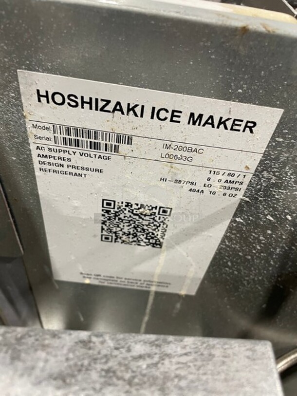 Hoshizaki Commercial Ice Making Machine! All Stainless Steel! Model IM200BAC Serial L00693G! 115V 1Phase! - Image 8 of 9