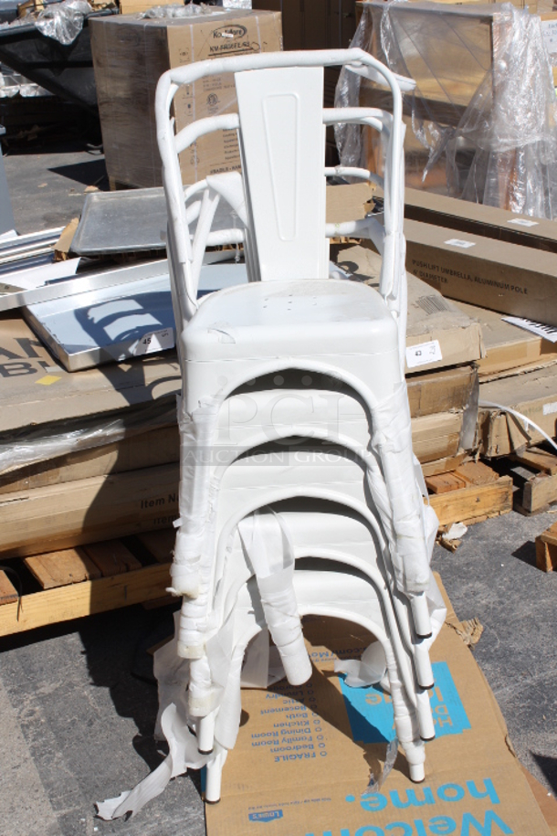BRAND NEW SCRATCH & DENT! Lancaster Table & Seating 427CALUARMWH White Powder Coated Aluminum Outdoor Arm Chair. 9x Your Bid - Image 4 of 5