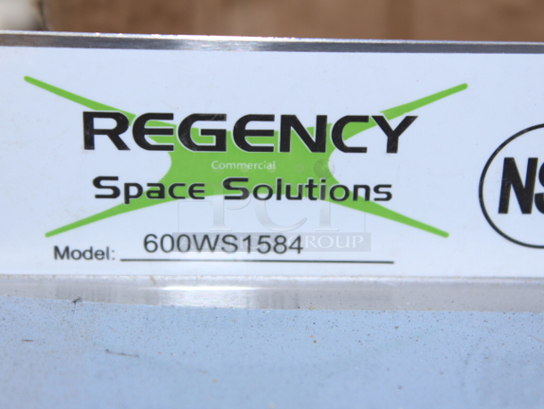 BRAND NEW SCRATCH & DENT! Regency 600WS1584 18 Gauge Stainless Steel 15" x 84" Solid Wall Shelf. Unit is dented. - Image 6 of 6