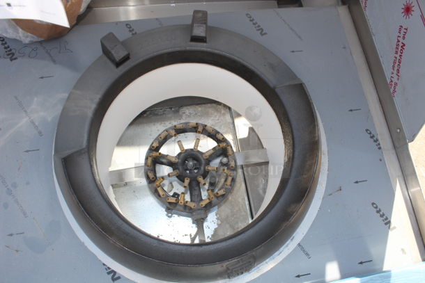 BRAND NEW scratch and dent! NO OBSERVABLE DAMAGE!! Town Y-2-SS-N York™ Two Chamber Natural Gas Wok Range with 13" Mandarin and 20" Cantonese Chamber - 191,000 BTU S/N: 250340. Chip in the metal.   - Image 8 of 12