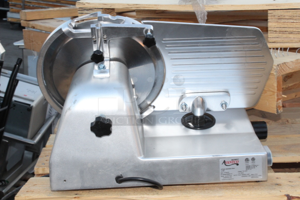 BRAND NEW SCRATCH & DENT! Avantco SL310 10" Manual Gravity Feed Meat Slicer - 1/4 hp. S/N: 24 057624 Missing Sharpener and Two of the feet.  - Image 5 of 6