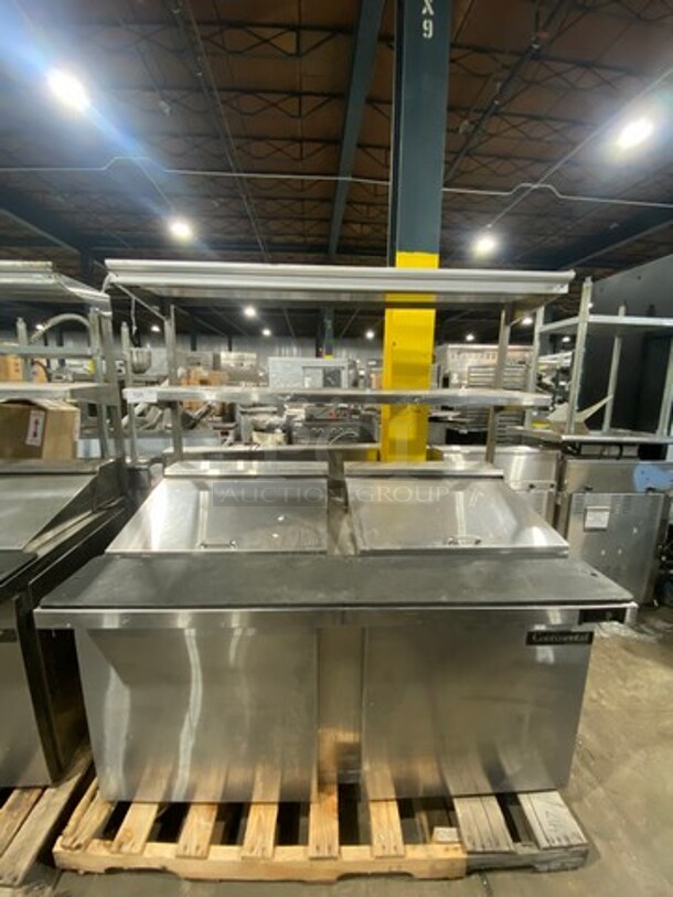 Continental Commercial Refrigerated Sandwich Prep Table! With Double Over Head Shelf! With 2 Door Underneath Storage Space! All Stainless Steel! Model: SW6024M - Image 1 of 10