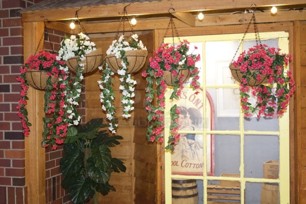BEAUTIFUL! Hanging Artificial Potted Plants. 5x Your Bid
