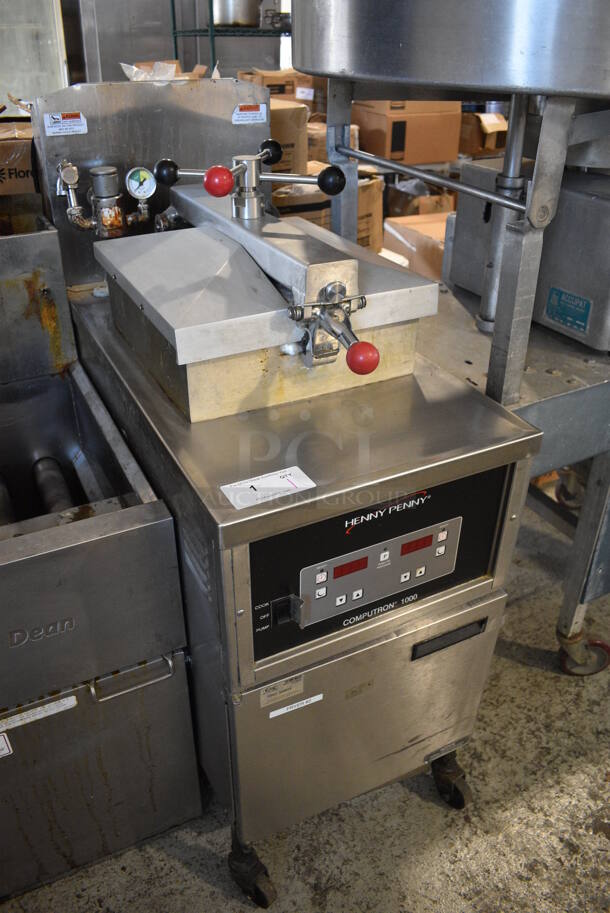 Henny Penny Model 600 Stainless Steel Commercial Floor Style Natural Gas Powered Pressure Fryer on Commercial Casters. 80,000 BTU. 18.5x38x49 - Image 2 of 7