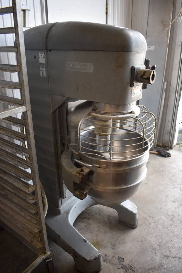 Hobart Legacy Model HL662 Metal Commercial 60 Quart Planetary Dough Mixer w/ Stainless Steel Mixing Bowl, Bowl Guard and Dough Hook Attachment. 200-240 Volts, 1/3 Phase. 29x39x62   - Image 3 of 10