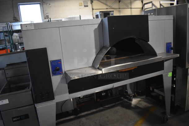 LIKE NEW! Bakers Pride Stainless Steel Commercial Natural Gas Powered Floor Style Il Forno Single Deck Pizza Oven on Metal Legs w/ Commercial Casters. 78x54x68 - Image 3 of 12
