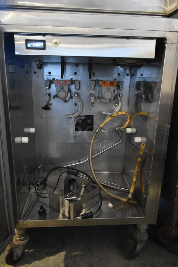 Electro Freeze 88T RMT-232 Stainless Steel Commercial Floor Style Air Cooled 2 Flavor w/ Twist Soft Serve Ice Cream Machine on Commercial Casters. 208-230 Volts, 3 Phase.  - Image 6 of 7