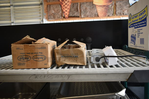 ALL ONE MONEY! Metro Lot of Various Items Including Stainless Steel Drop In Bins and Poly Condiment Bottles. Does Not Include Shelving Unit. - Image 2 of 5