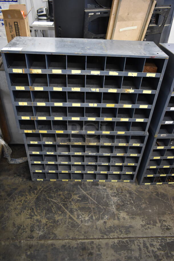 2 Metal 40 Cubby Units w/ Contents of Various Hardware. 2 Times Your Bid!