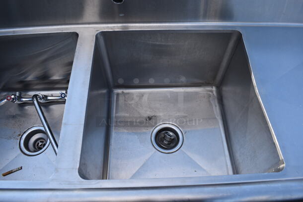 Stainless Steel Commercial 2 Bay Sink w/ Dual Drain Boards, Faucet and Handles. 72x23x45. Bays 17x17x12. Drain Boards 16.5x19x1 - Image 4 of 8