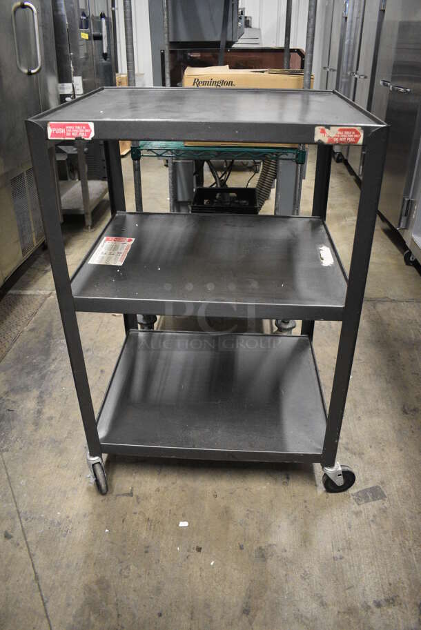 Metal 3 Tier AV Cart on Commercial Casters. 28.5x25x42