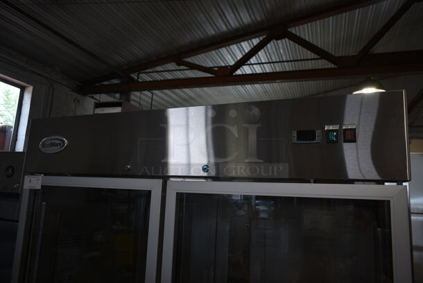 BRAND NEW SCRATCH AND DENT! 2023 KoolMore RIR-2D-GD Stainless Steel 2 Door Reach In Cooler Merchandiser w/ Poly Coated Racks. 115 Volts, 1 Phase. Tested and Working! - Image 2 of 10