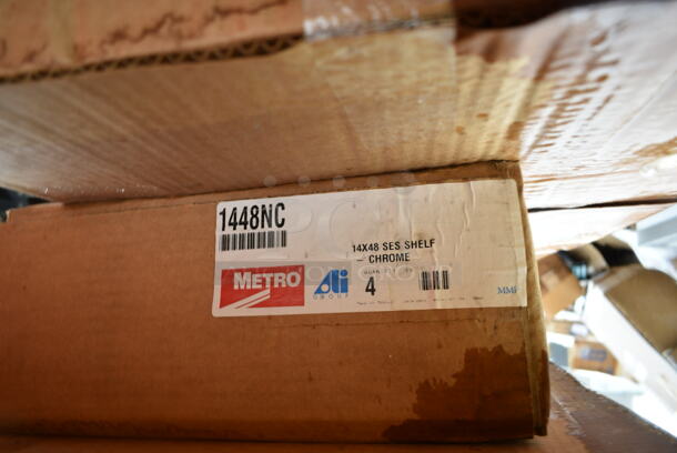 BRAND NEW SCRATCH AND DENT! Box of 4 Metro 1448NC Super Erecta Chrome Wire Shelf - 14" x 48" - Image 3 of 3