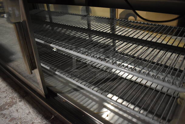 Stainless Steel Commercial 2 Door Cooler Merchandiser Display Case. 115 Volts, 1 Phase. 60x29x22. Tested and Working! - Image 4 of 6